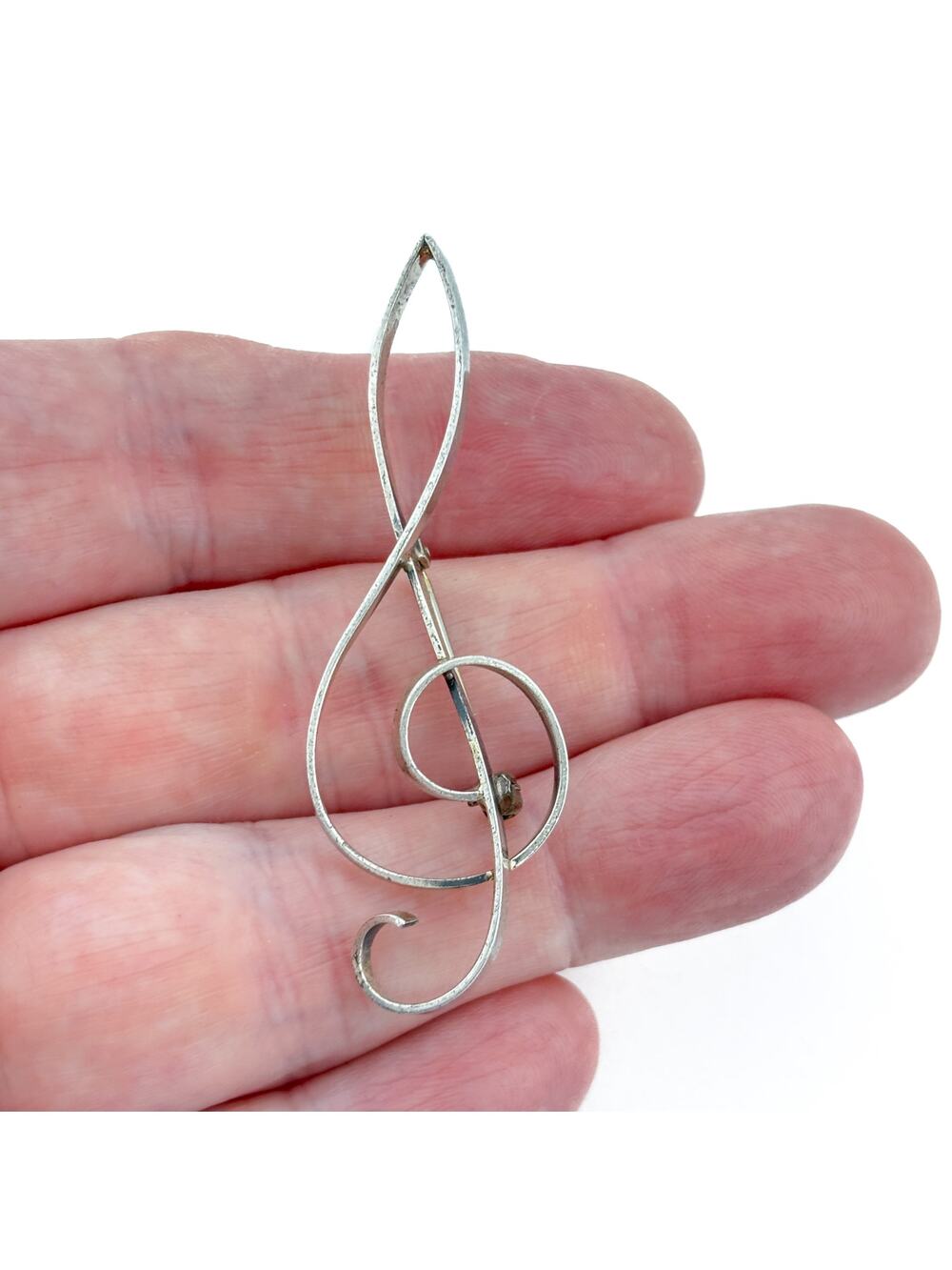 Vintage Beau Sterling Silver 925 Treble Clef Brooch